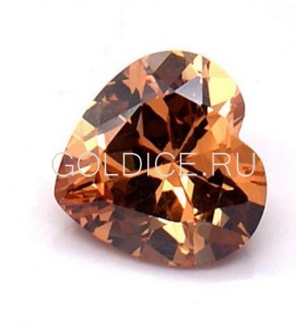 Сердце 3 * 3 (шампань темная) фианит