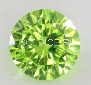 Круг 15 мм (зелёный светлый) фианит