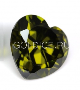 Сердце 7*7 (хризолит темный) фианит