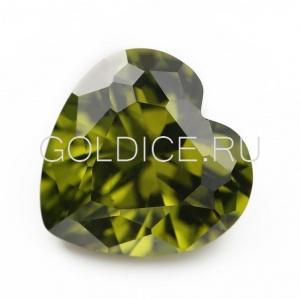 Сердце 8*8 (олива) фианит