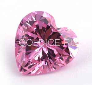 Сердце 4*4 (розовый) фианит