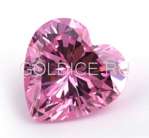 Сердце 3 * 3 (розовый) фианит